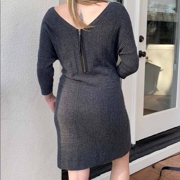 Sexy Charcoal Wool Dress - Picture 2 of 2